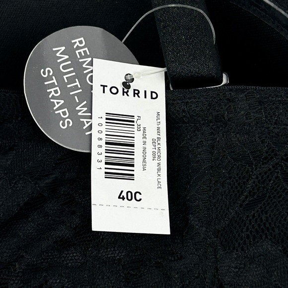 Torrid Bra‎ Womens 40C Curve Bombshell Everyday Strapless Black Lace Convertible - Picture 10 of 13